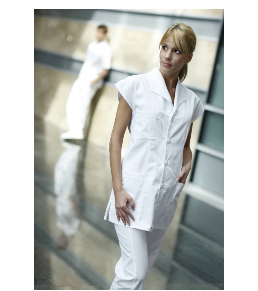 Milland-szilvia-tunika-feher Szilvia galléros ejtett vállú tunika - Image 1